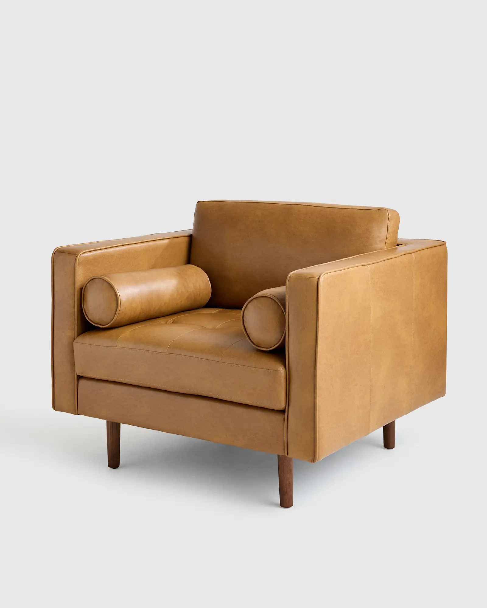 Italian Leather Midcentury Accent Chair in Chestnut | Quince