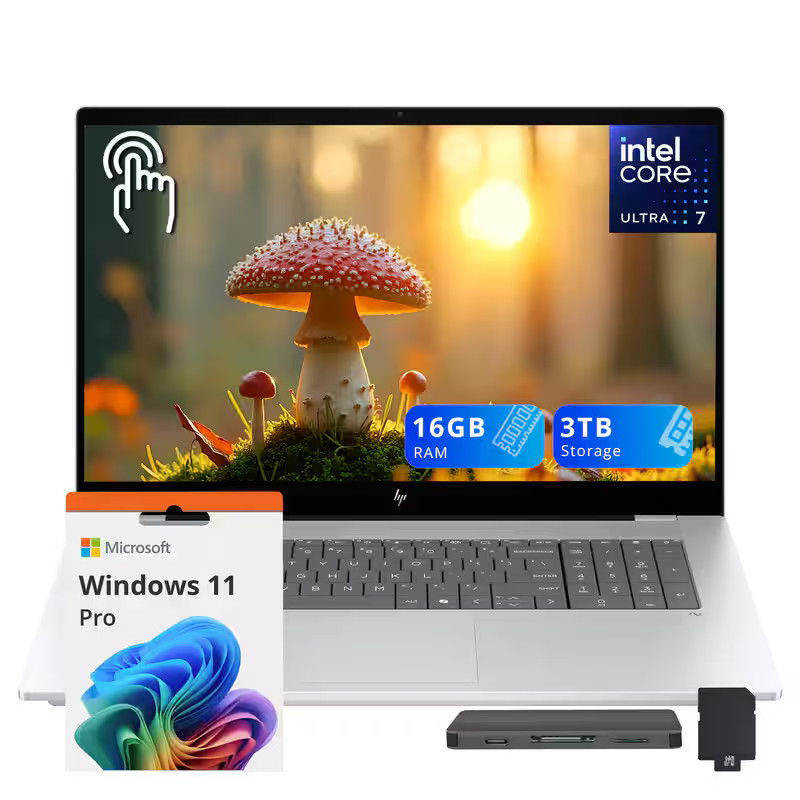 HP - Upgraded - OmniBook X 17.3" Touch Laptop,Intel Ultra 7 256V,16GB RAM,2TB SSD+1TB Dock Set,Backlit Keyboard,Win 11 Pro - Silver | Best Buy U.S.