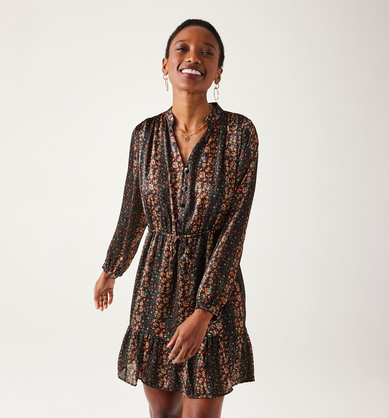 Robe courte imprimée Femme - Imprimé noir | Promod (FR)