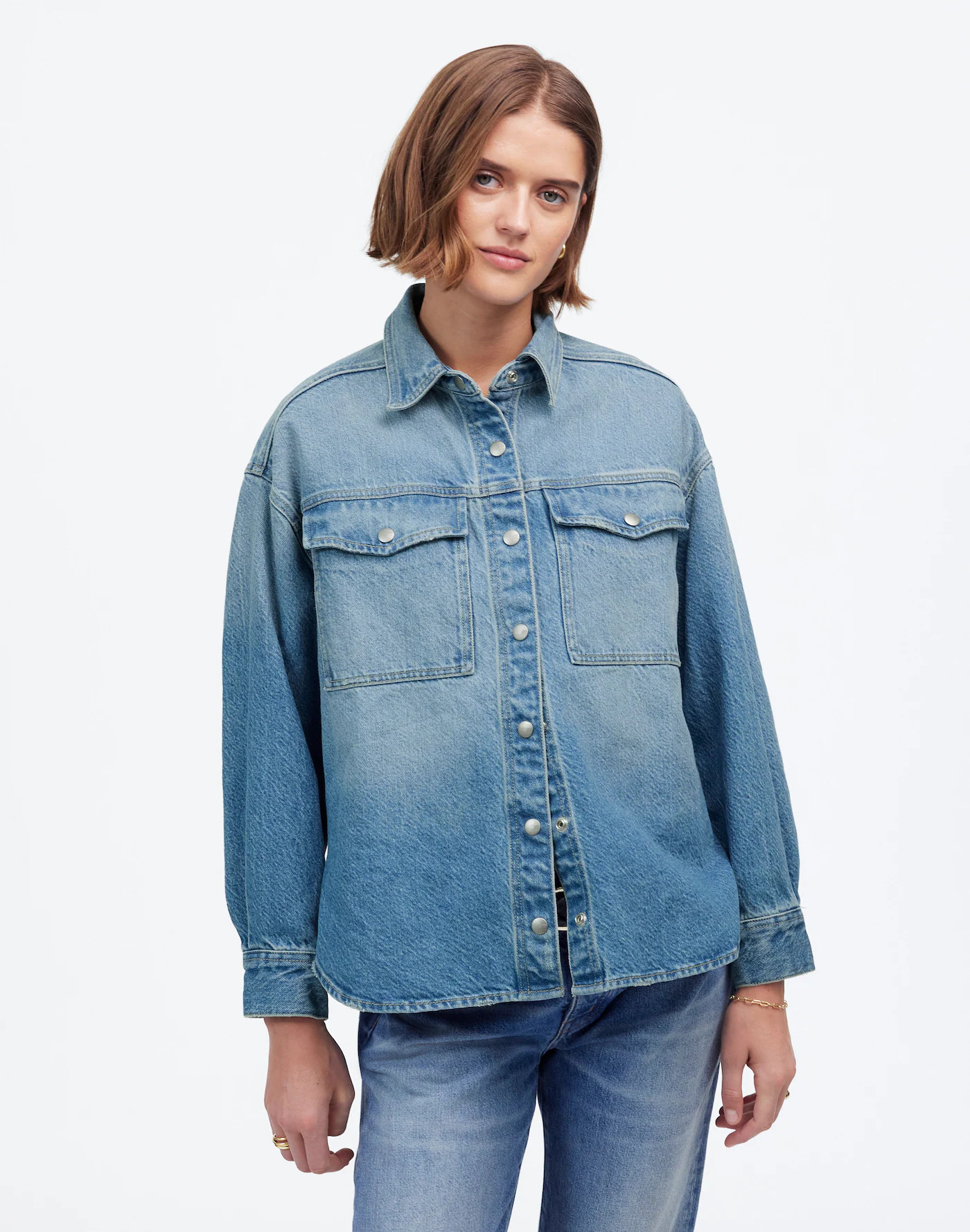Denim Boxy Shirt-Jacket in Maspeth Wash | Madewell | Madewell