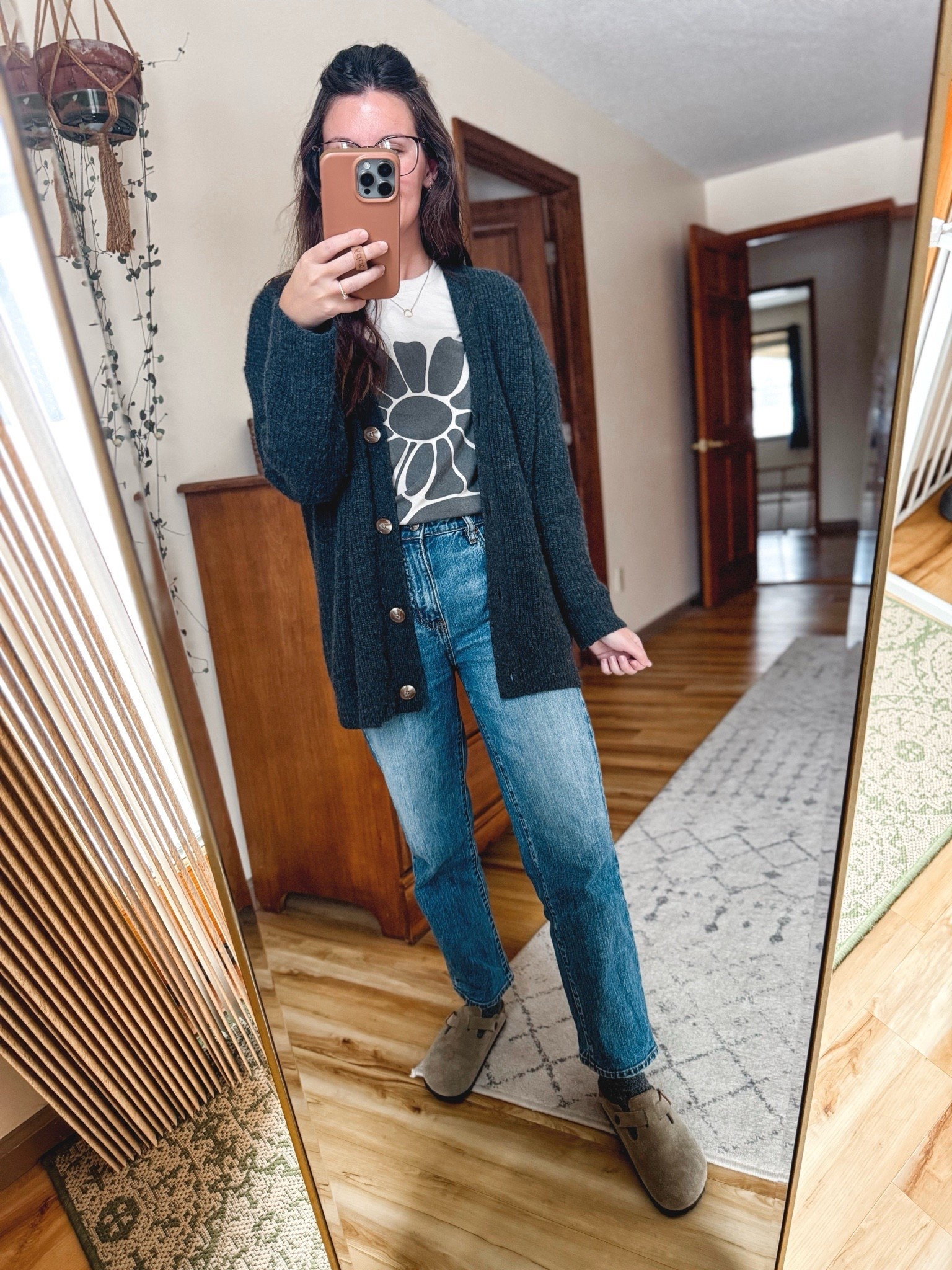 Wearing size small in my tee (use MARISSA20 for $$ off) and size xs in charcoal on my cashmere cardigan. My jeans are almost sold out so I linked similar as well. I am wearing size 25 in them.

#LTKootd #LTKPetite #LTKSeasonal