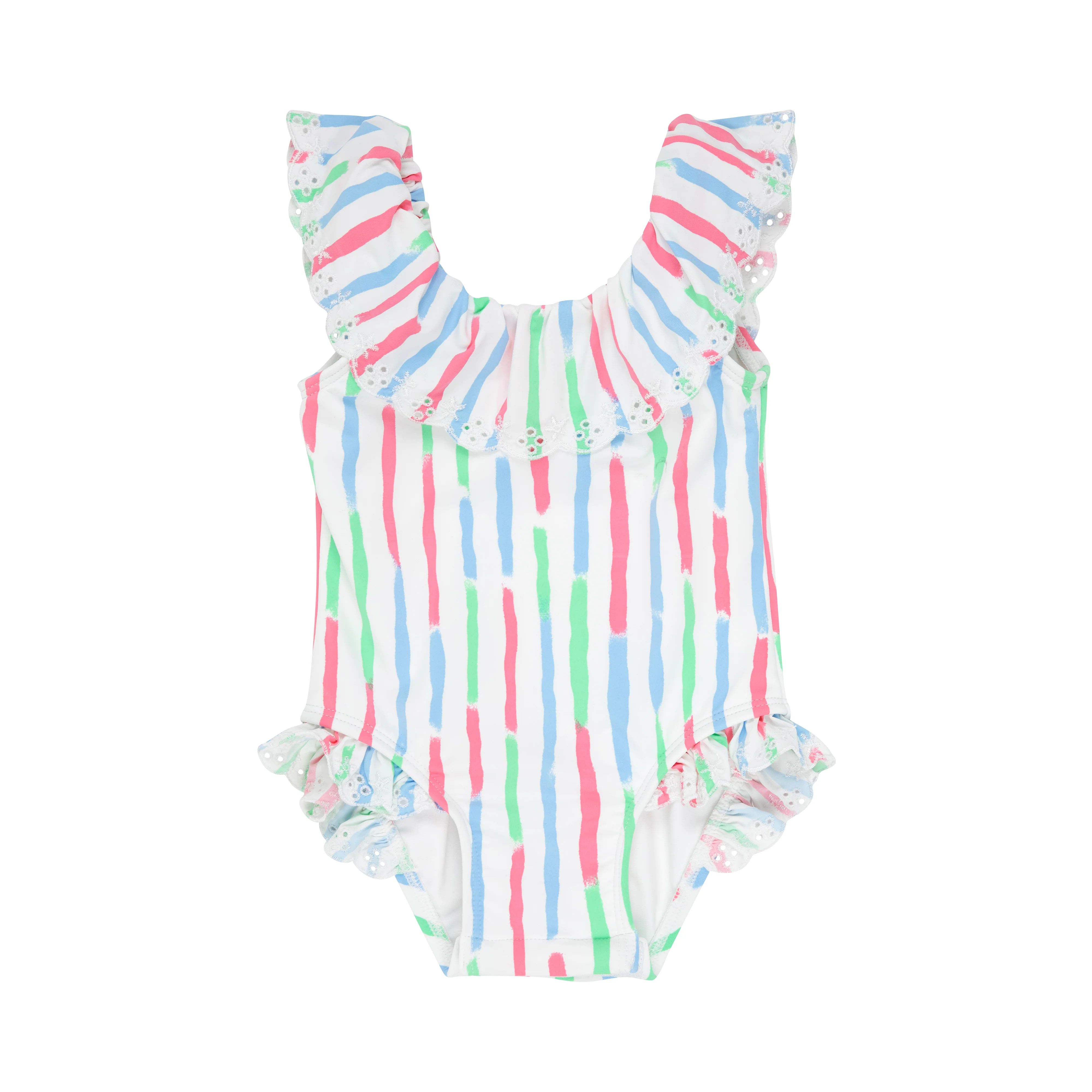 Sandy Lane Swimsuit - White Sand Watercolor with Eyelet | The Beaufort Bonnet Company