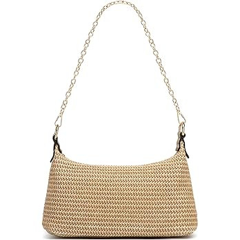 CROJUYI Straw Shoulder Bag for Women Soft Small Woven Shoulder Purse Handbag,Beach Tote Straw Bag... | Amazon (US)