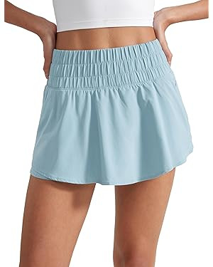 CRZ YOGA Athletic Shorts for Women High Waisted Flowy Ruffle Skirt Overlay for Workout Running Te... | Amazon (US)
