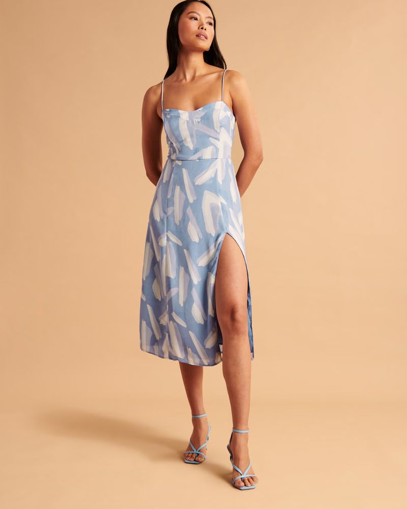 Women's Clean High-Slit Midi Dress | Women's Best Dressed Guest Collection | Abercrombie.com | Abercrombie & Fitch (US)