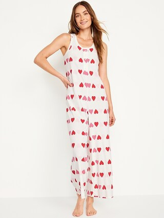 Valentine Print Henley Pajama Jumpsuit for Women | Old Navy (US)