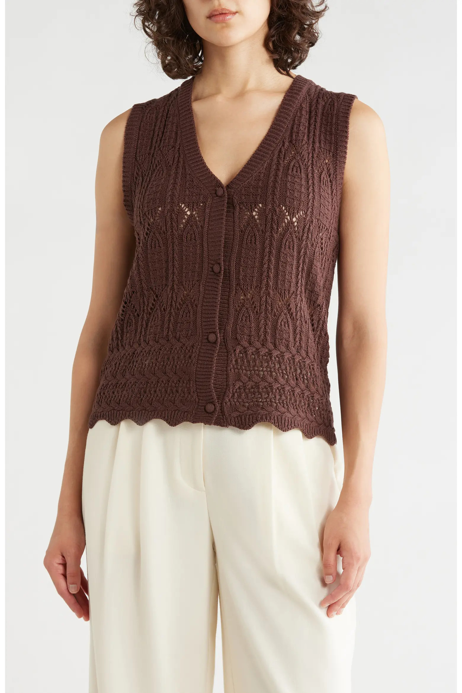 T Tahari Crochet Sweater Vest (Women) | Nordstromrack | Nordstrom Rack