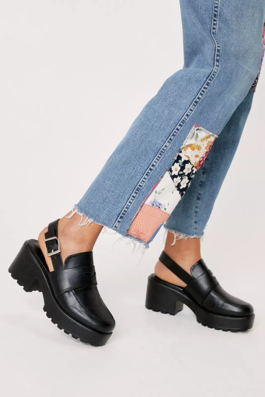 Faux Leather Sling Back Chunky Loafers | Nasty Gal (US)