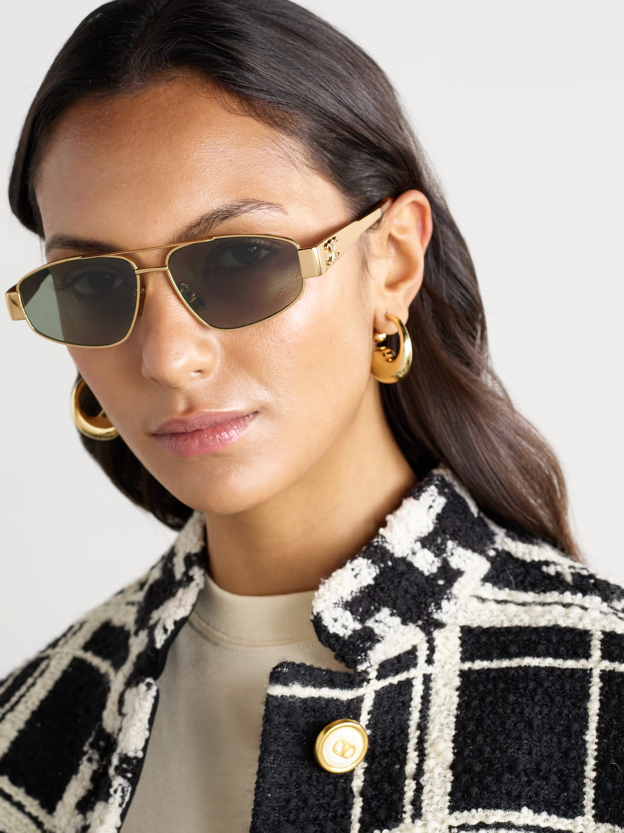 Triomphe aviator-style gold-tone and tortoiseshell acetate sunglasses | NET-A-PORTER (UK & EU)