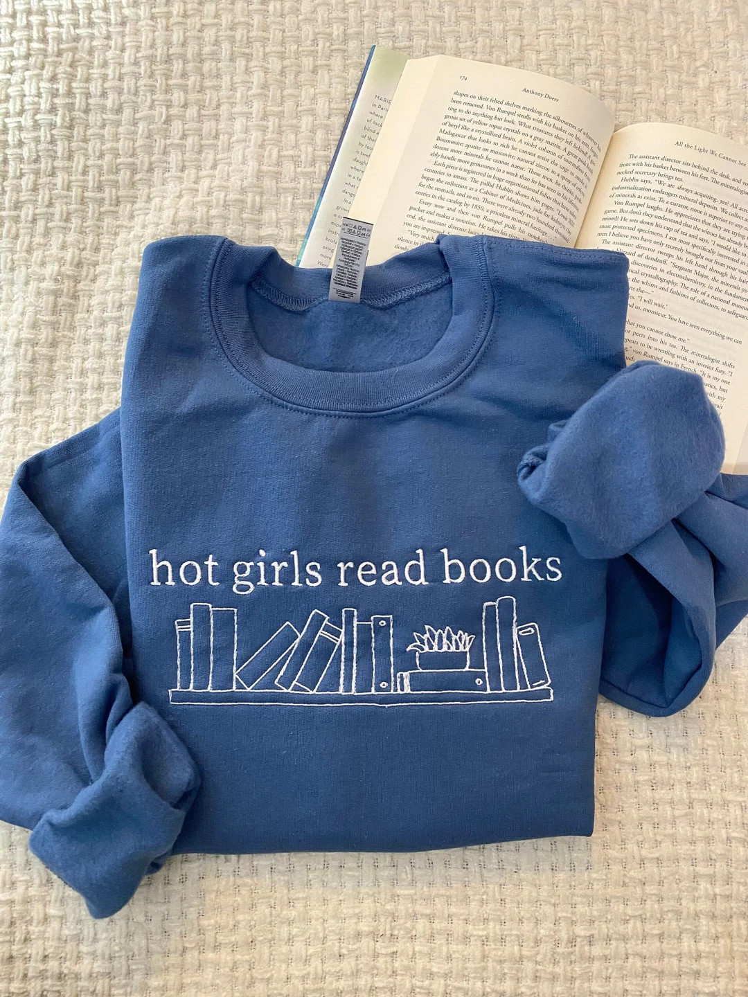 Hot Girls Read Books Sweatshirt Embroidered,bookish Sweatshirt,book Lover Sweatshirt,funny Embroi... | Etsy (US)