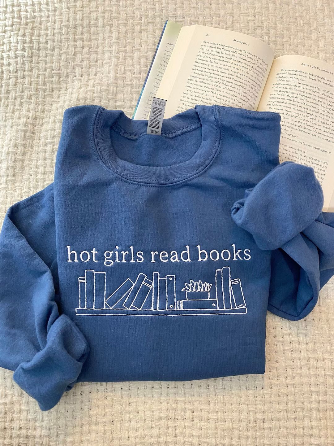 Hot Girls Read Books Sweatshirt Embroidered,bookish Sweatshirt,book Lover Sweatshirt,funny Embroi... | Etsy (US)