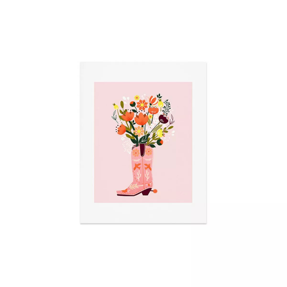 Deny Designs Showmemars Pink Cowboy Boot and Wild Flowers Art Print | Target
