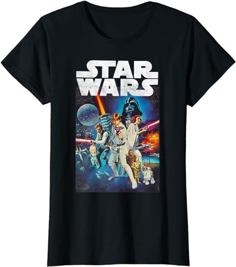 Star Wars Vintage Cast Poster T-Shirt | Amazon (US)