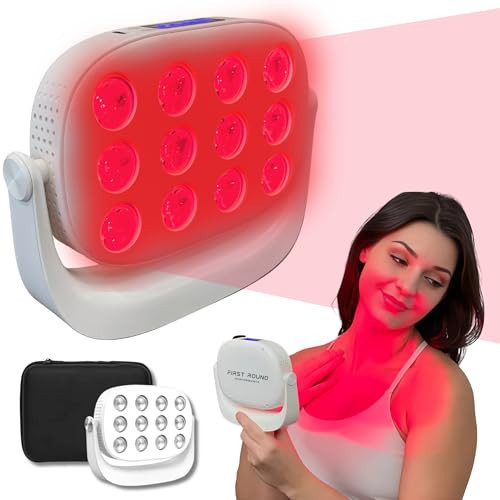 Portable Red Light Therapy Kit for Skin & Sleep (w/ Travel Case) - 650nm Near Infrared (NIR) & 850nm Infrared Light (IR) - Rechargeable 5.5 Hr Battery Life - 10 Intensity Modes - Handheld w/ Stand | Amazon (US)