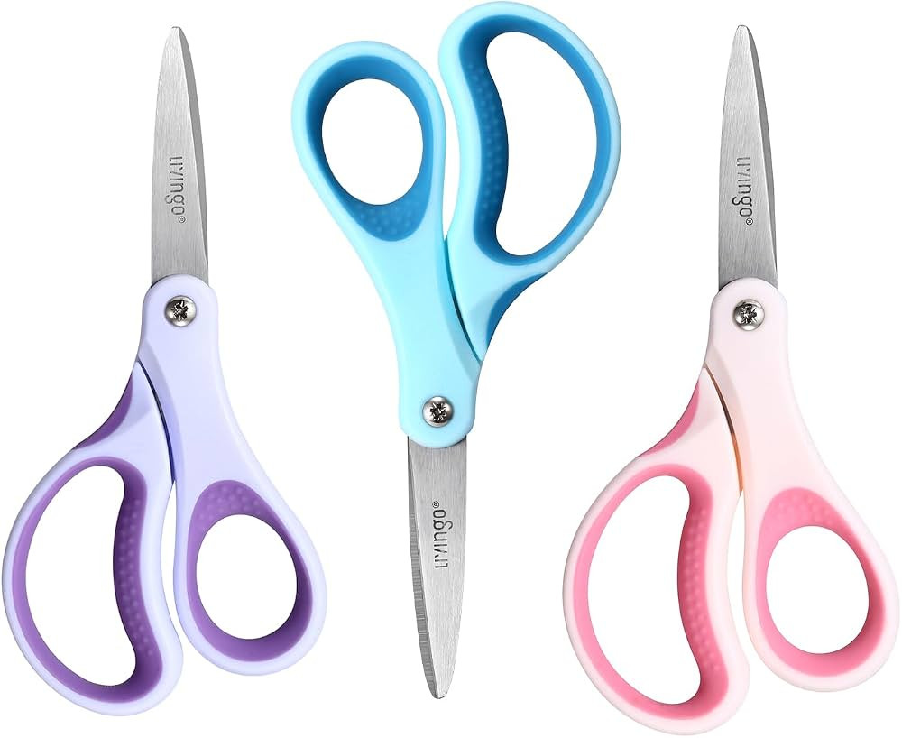 LIVINGO Kids Scissors 6" School Pointed Tip Craft Scissors 3 Pack | Amazon (US)