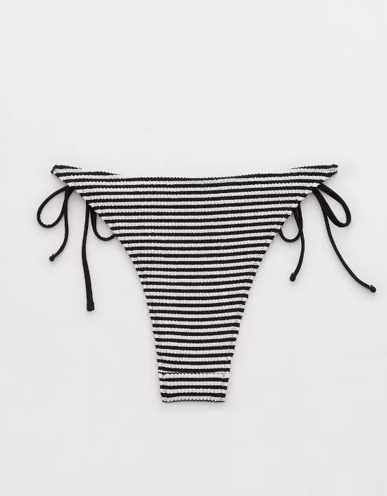 Aerie Crinkle Stripe Cheekiest Tie Bikini Bottom | Aerie