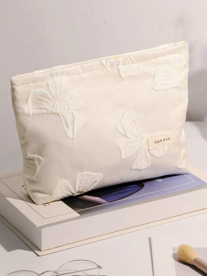 1pc White Bowknot Makeup Pouch, Lipstick & Skincare Travel Bag, Multifunctional Storage Bag With ... | SHEIN