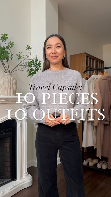 Travel capsule info: creating 10 outfits with 10 pieces 🖤 

• xs in all tops
• high-rise ankle straight jeans— 25 regular
• wide leg jeans - run smaller than normal Madewell sizing, I usually recommend sizing down at Madewell, but not with these. I should have gotten a 24 or 25 in these (my regular sizing) 
• tailored black, black pants in crêpe - 25 regular, tts but runs a little tight on the waist
• long black coat - xs reg 
• Sherpa jacket - xs 
• Chelsea boots - one of my top favorites and waterproof!
• converse - I really like this cream color 

#LTKtravel #LTKVideo #LTKstyletip