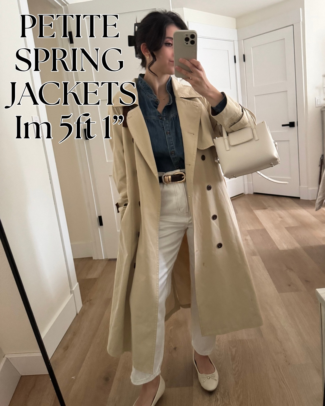 Petite studio trench XXS 
Aritzia trench XXS 
Aritzia cropped trench XXS
Little cropped jacket XS 
Oversized Oxford XS 
Oversized denim shirt XS
Aritzia regent jacket XXS 
Quince denim jacket XS 

#LTKmomlife #LTKPetite #LTKootd