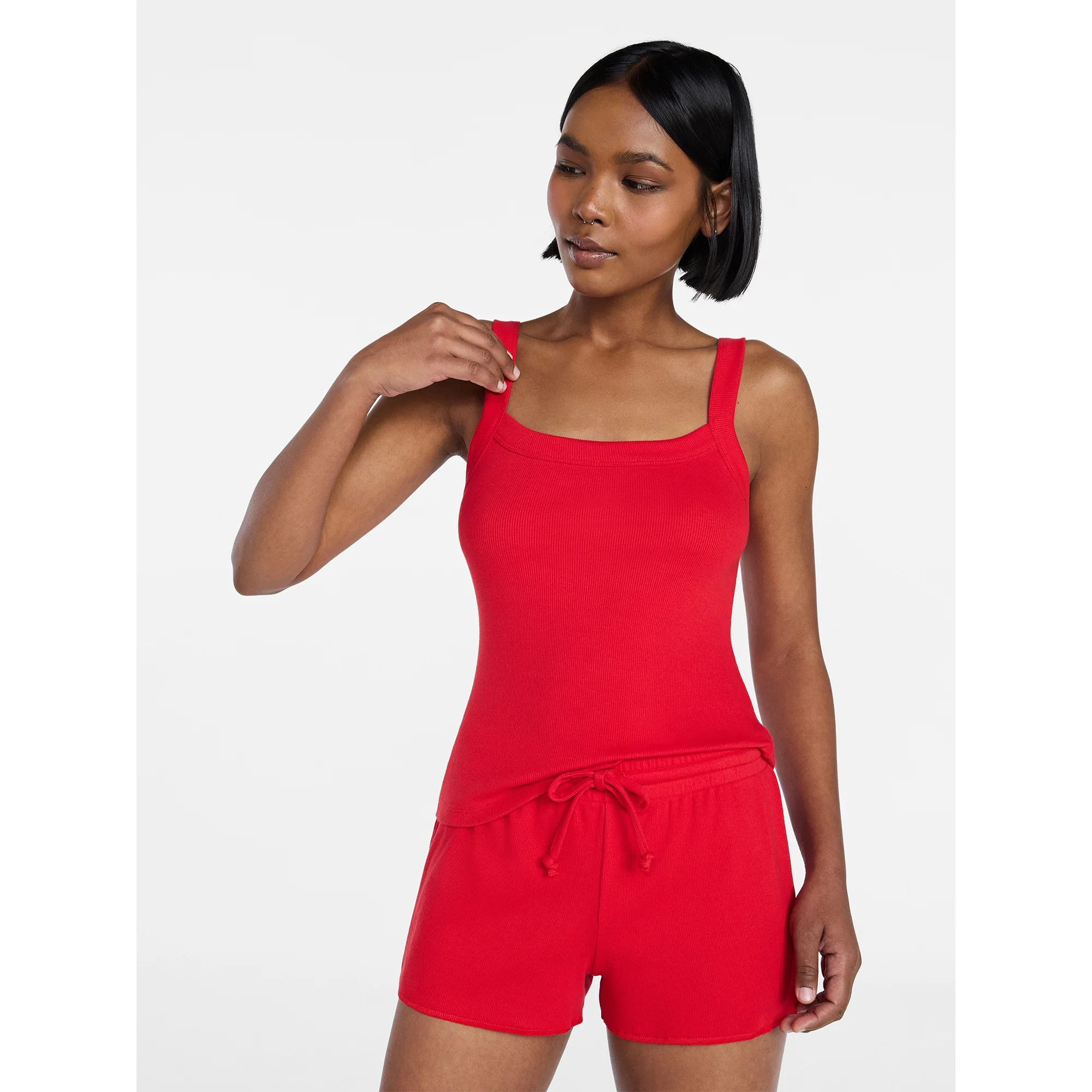 No Boundaries Rib Tank Top and Shorts Sleep Set, 2-Piece, Women's XXS-3X | Walmart (US)
