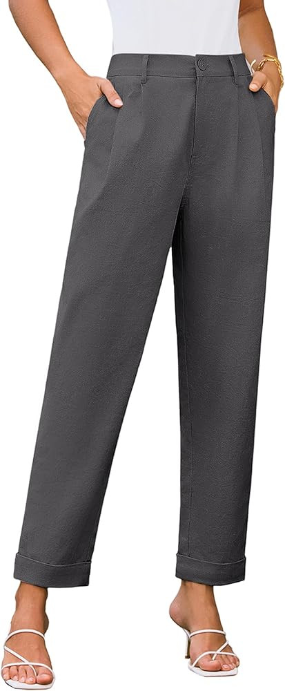 GRACE KARIN Women High Waisted Business Casual Pants Dressy Cuffed Work Office Trouser Slacks wit... | Amazon (US)