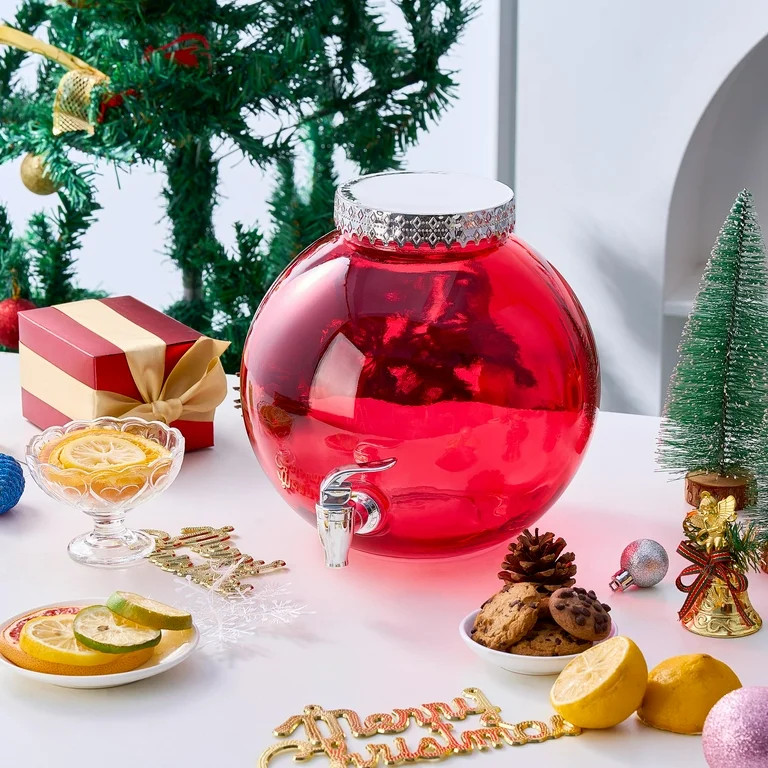 Holiday Time 1.5 Gallon Red Ornament Glass Dispenser | Walmart (US)