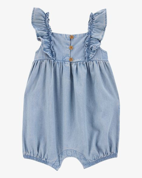 Baby Girl Chambray Flutter Romper | Carter's Inc