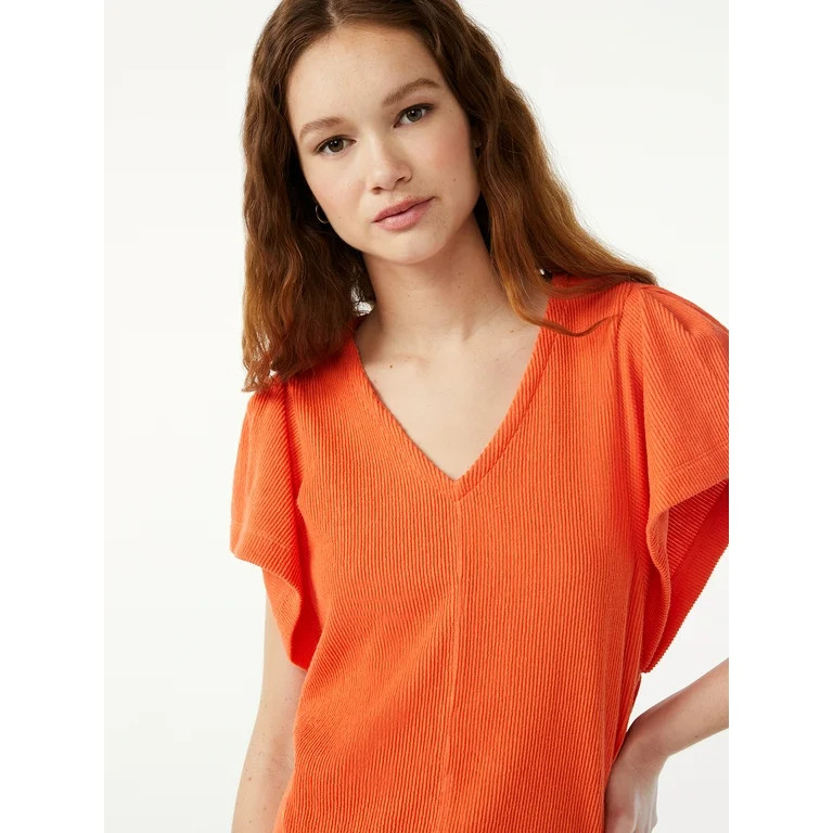 Free Assembly Women's Flounce Sleeve Top | Walmart (US)