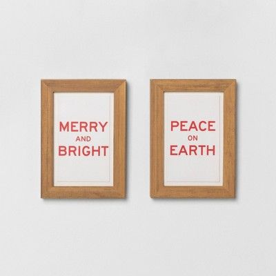 2pk 5"X7" Wall Décor Peace on Earth and Merry & Bright - Hearth & Hand™ with Magnolia | Target