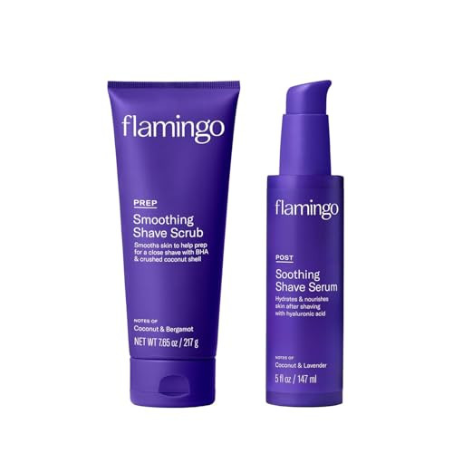 Flamingo Shaving Prep and Post Care Set for Women - Smoothing Shave Prep Scrub and Soothing Post Shaving Serum - Glow Shave Collection | Amazon (US)