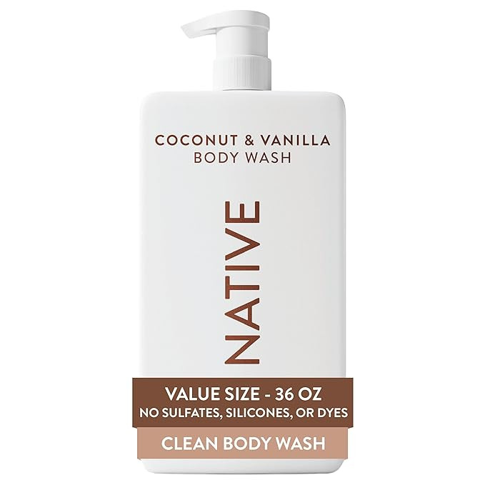 Native Body Wash for Women & Men, Coconut & Vanilla, 36 oz Pump Bottle, Sulfate-Free & Gentle | Amazon (US)