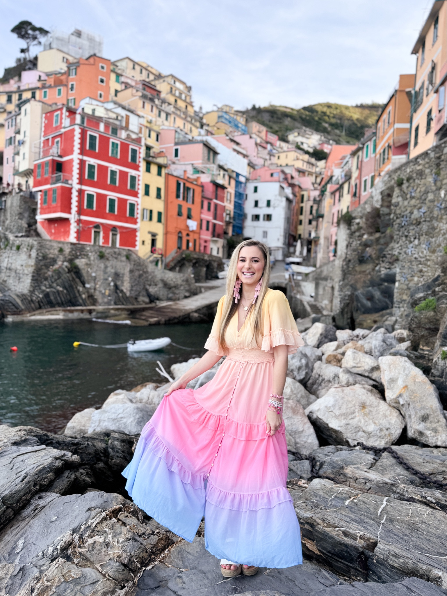 Ombré pastel maxi dress from Mint Julep boutique. Vacation style. Summer style. Italy vacation. Cinque Terre. 

#LTKfindsunder100 #LTKstyletip #LTKtravel