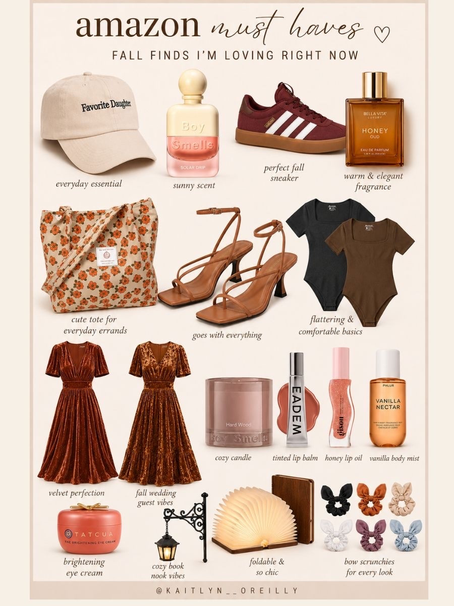 Amazon Fall Must-Haves I’m Loving Right Now 🤎

If you’re already shopping for fall, these are some of my favorite Amazon finds! From cozy velvet dresses and comfortable basics to warm fragrances, everyday accessories, beauty favorites, and home décor, these picks make getting ready for the season so easy. Everything is linked in my LTK! 🤍

✨ Save this pin for your next Amazon haul!

#AmazonFinds #AmazonMustHaves #AmazonFavorites #FallAmazonFinds #FallFashion #AmazonFashion #WeddingGuestDress #VelvetDress #AmazonStyle #AmazonHome #HomeDecor #BeautyFavorites #FallOutfits #LTKStyle #LTKFinds #LTKFashion #CozyHome #PinterestFinds #FallAesthetic #AmazonDeals #datenight #backtoschool
#LTKSaleAlert #LTKBeauty #LTKSaleAlert #LTKselfcare #LTKmomlife #LTKU #LTKHome #LTKTravel

#LTKmomlife #LTKOver40 #LTKSeasonal