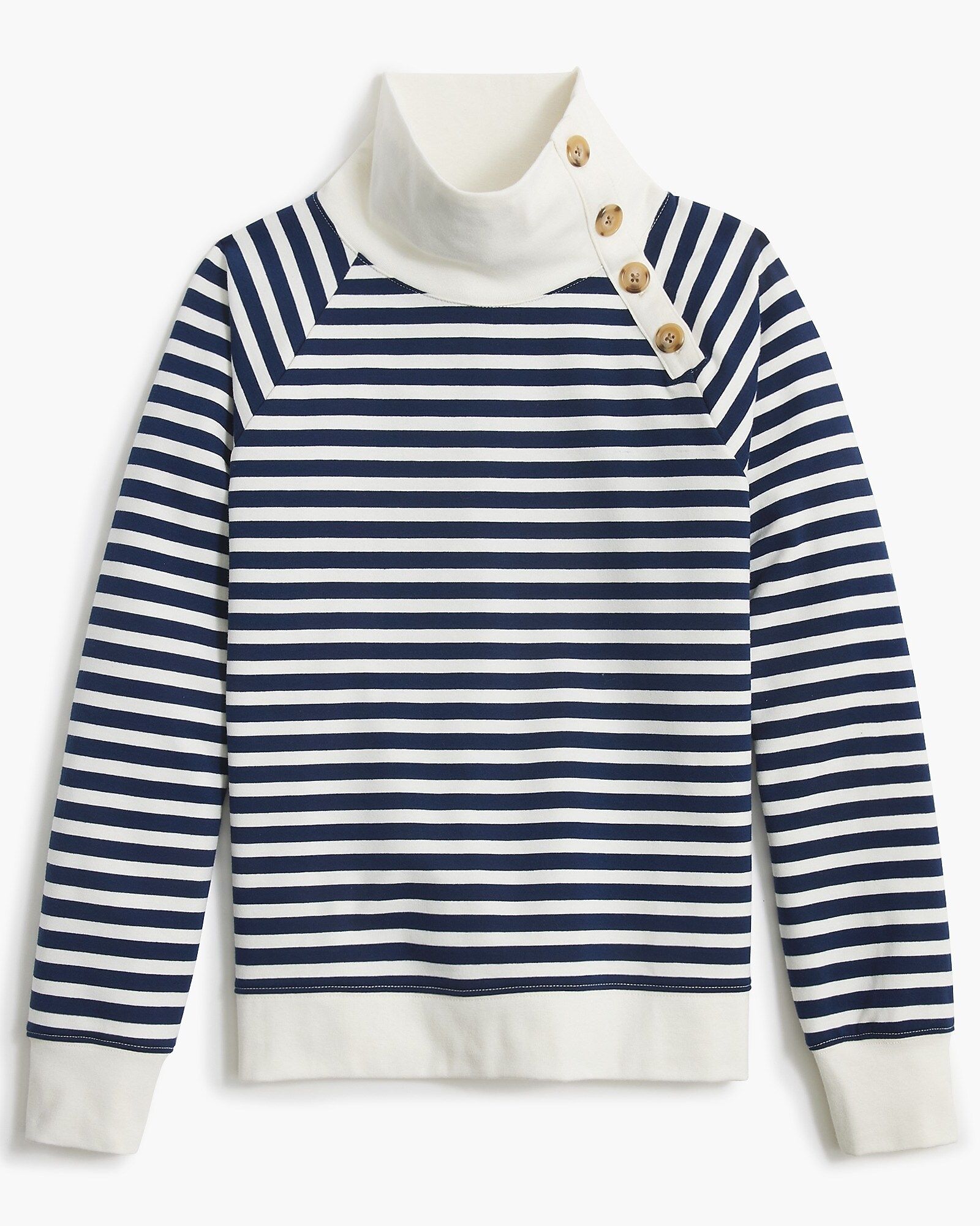 Striped wide button-collar pullover sweatshirt in lightweight terry | J.Crew Factory