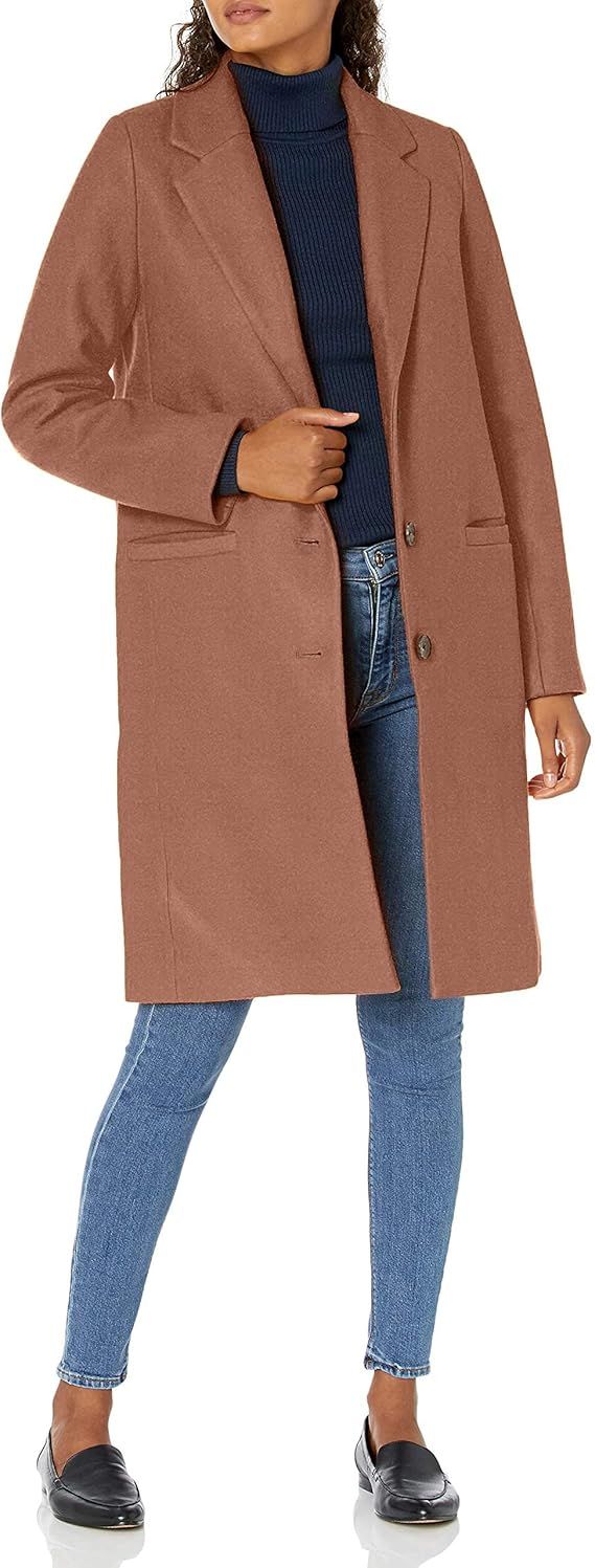 Amazon.com: Amazon Essentials Women's Oversized Plush Button-Front Coat, Camel, Large : Clothing,... | Amazon (US)