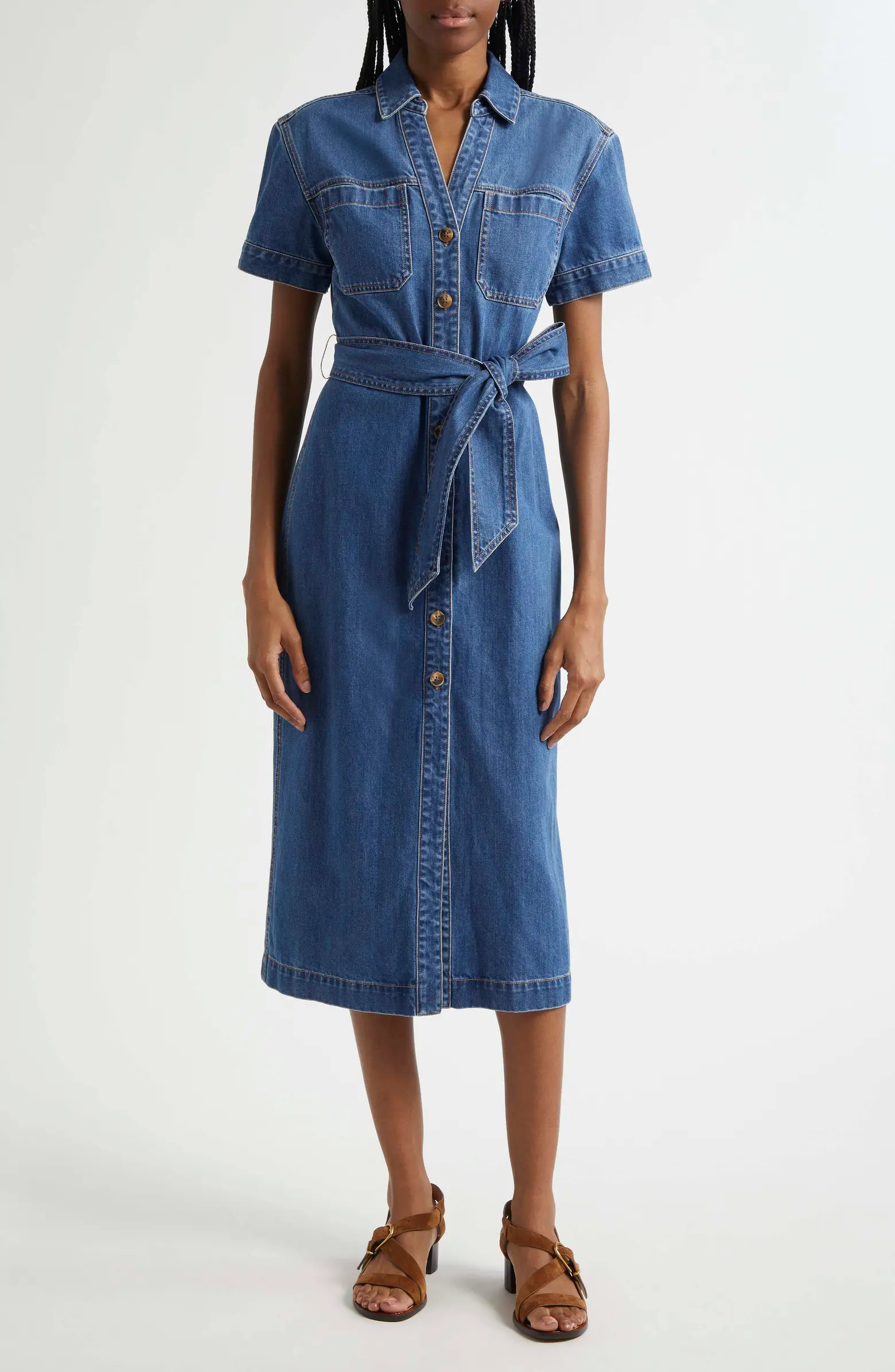 Veronica Beard Tabby Belted Denim Shirtdress | Nordstrom | Nordstrom