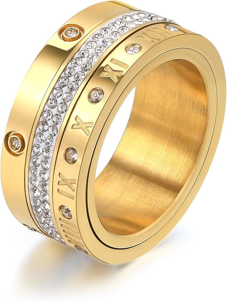 Anxiety Fidget Ring Love Friendship Gold Rings for Women 14K Gold Plated Titanium Steel Dainty Cu... | Amazon (US)