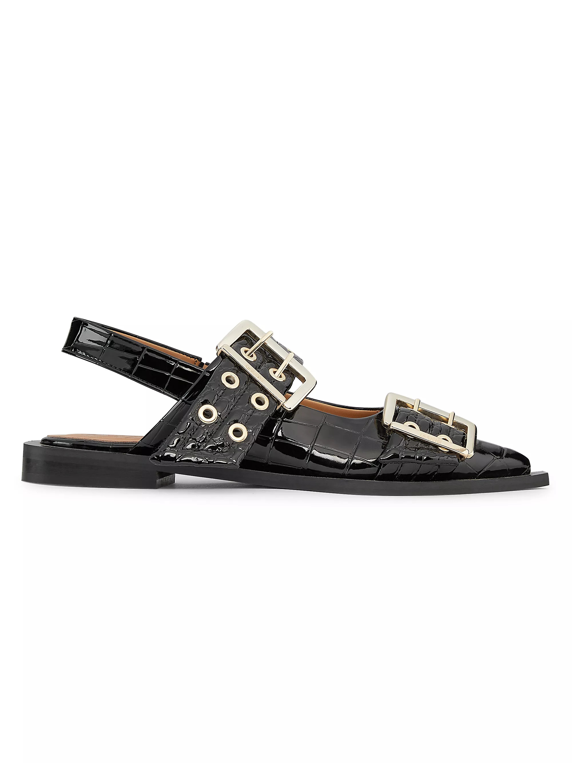 Crocodile-Embossed Buckle Ballerina Flats | Saks Fifth Avenue