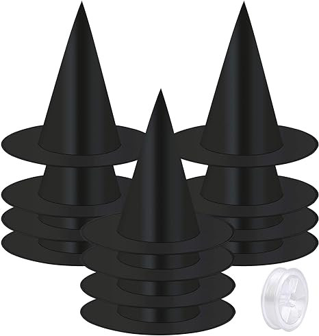Elcoho 12 Pieces Halloween Costume Witch Hat with 100 Yards Hanging Rope for Halloween Yard Decor... | Amazon (US)