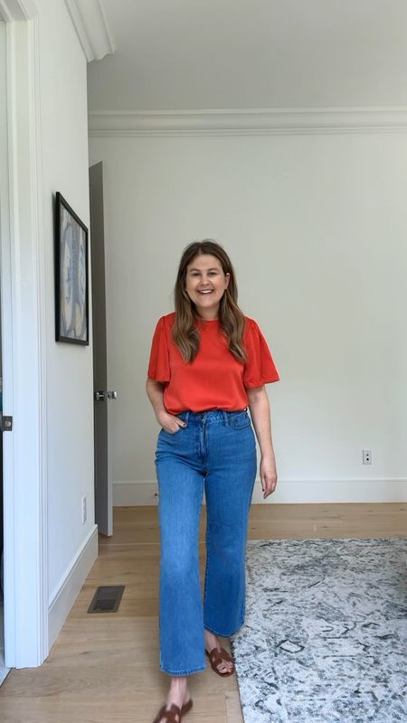 This red silk blend top (gifted to me) is perfect for warm days because it’s super breathable. It also comes in neutrals, but I love a fun red blouse right now. Wear to work or for a casual look like mine.

#LTKStyleTip #LTKSeasonal