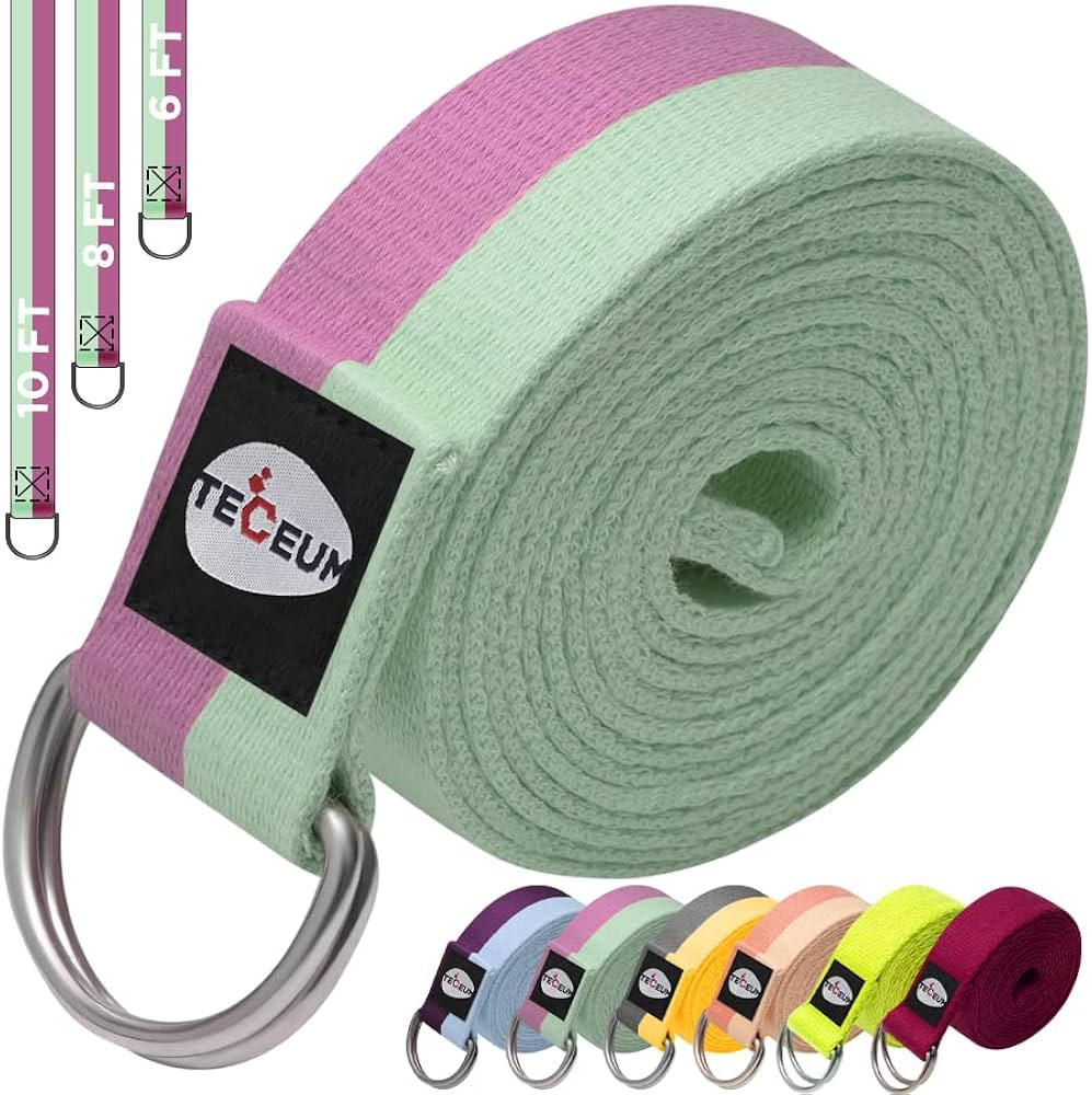 TECEUM [Spring 2023] Yoga Strap – Cotton – 6 ft 8 ft 10 ft (6+ Colors) – Adjustable Non-Sl... | Amazon (US)