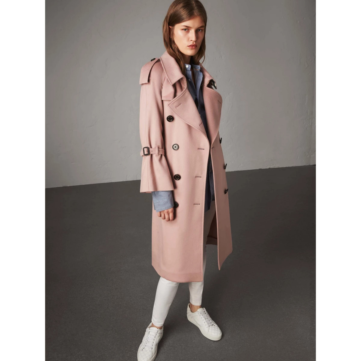 Burberry Ruffled Storm Shield Cashmere Trench Coat, Size: 04, Pink | Burberry (US)