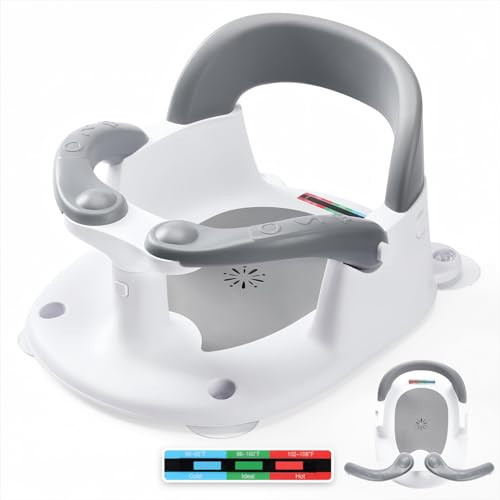 NFSVLB Baby Bath Seat for Babies 6 Months & Up Sitting Up with Temperature Alert+Soft Cushion+Suction Cup,Infant Bath Seat for Baby Bath Chair Toddler Bath seat for Bathtub Tub Shower Grey | Amazon (US)