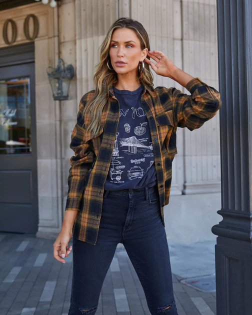 Petaluma Cotton Blend Plaid Button Down Top | VICI