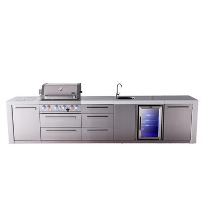 Mont Alpi Premium 4-burner 145" Deluxe Stainless Steel Island Modular Outdoor Kitchen Island Bbq Gas Grill + Beverage Center Faucet & Sink + Refrigera | Wayfair North America