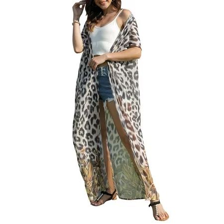 Shermie Cover Ups for Swimwear Women Summer Leopard Print Beach Cover Up | Walmart (US)