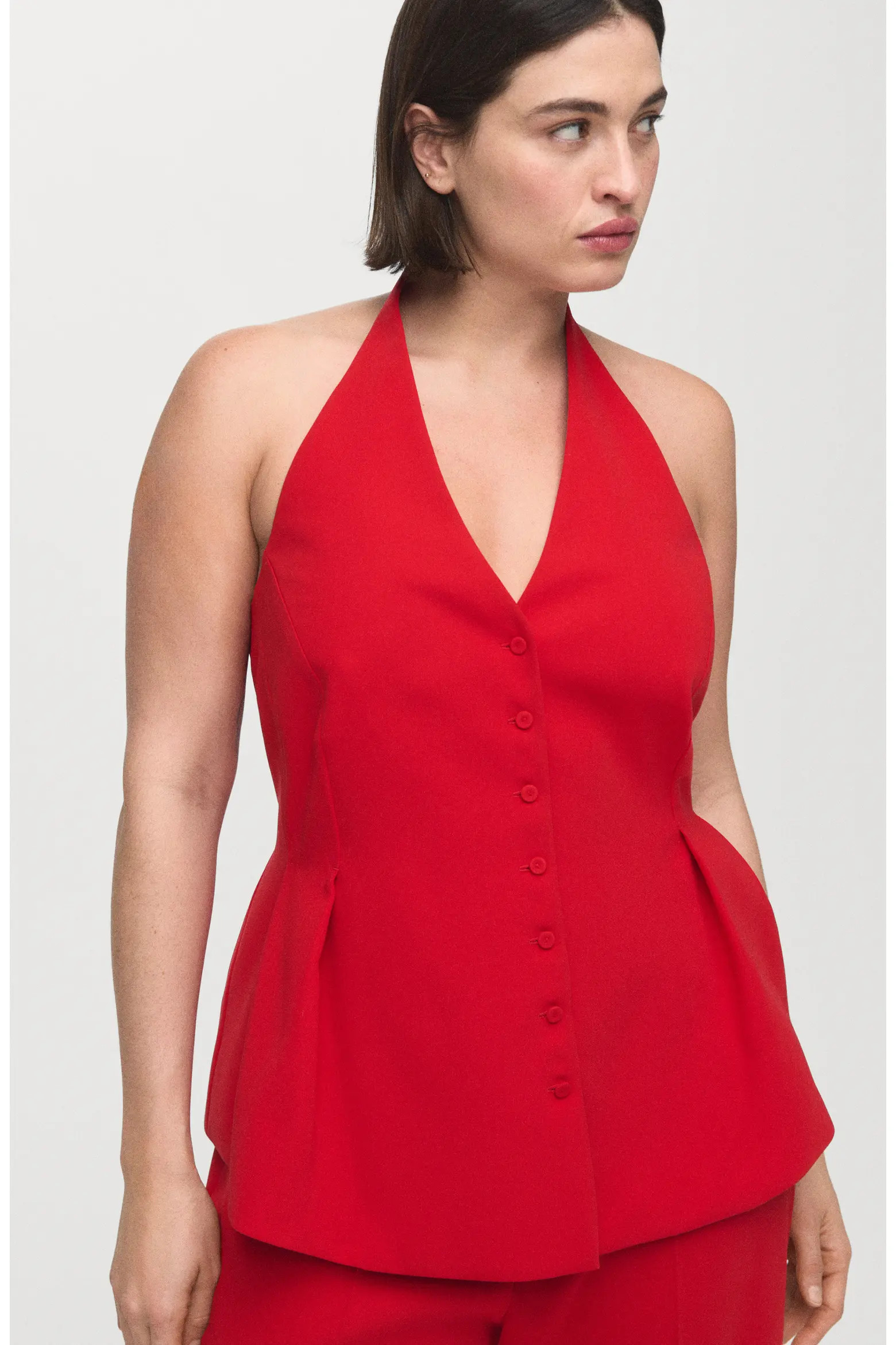 MANGO Pleated Halter Peplum Top (Women) | Nordstrom | Nordstrom