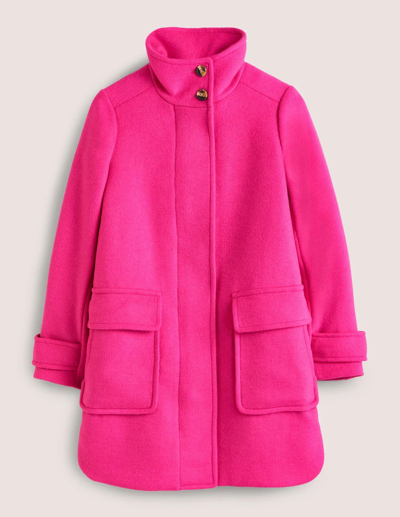 Brushed Wool Coat - Wild Watermelon Pink | Boden US | Boden (US)