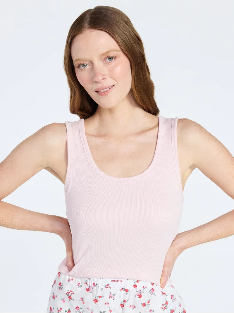 Joyspun Women's Ribbed Tank with Inner Bra, Sizes XS-3X | Walmart (US)