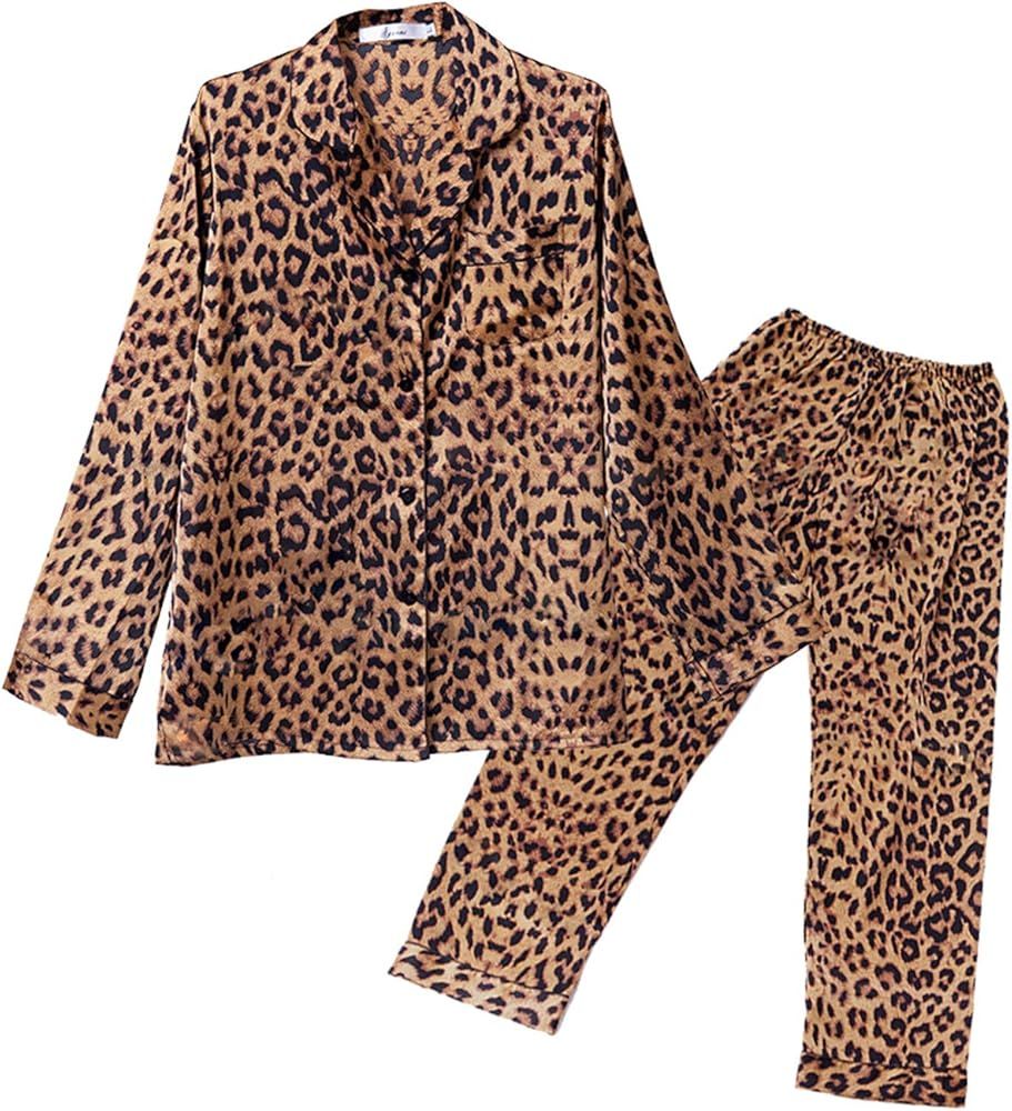 Women's Pajamas Set Leopard Striped Flower Love Cat Ladies Sleepwear Sets Short Sleeve Girls Pajamas | Amazon (US)